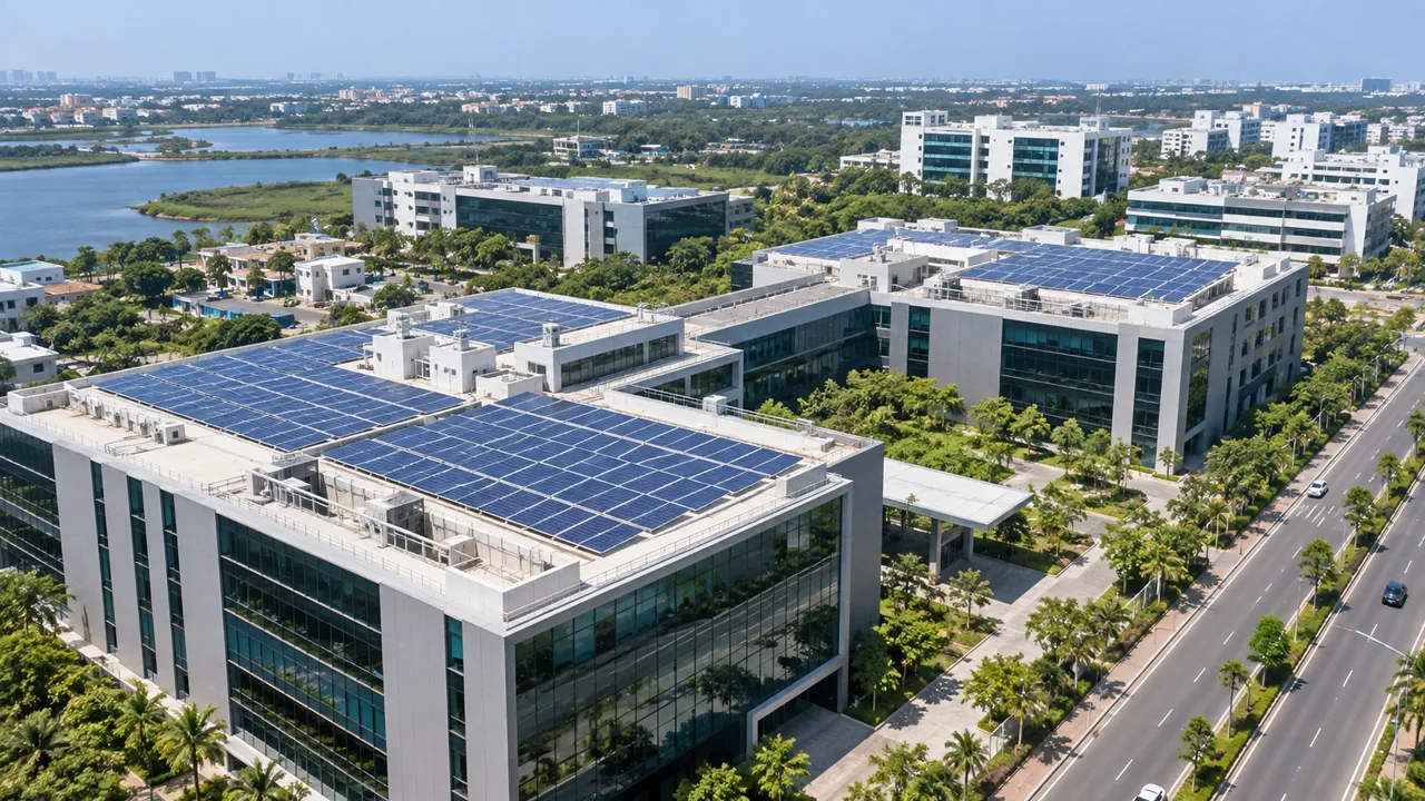 Commercial office rooftop solar array